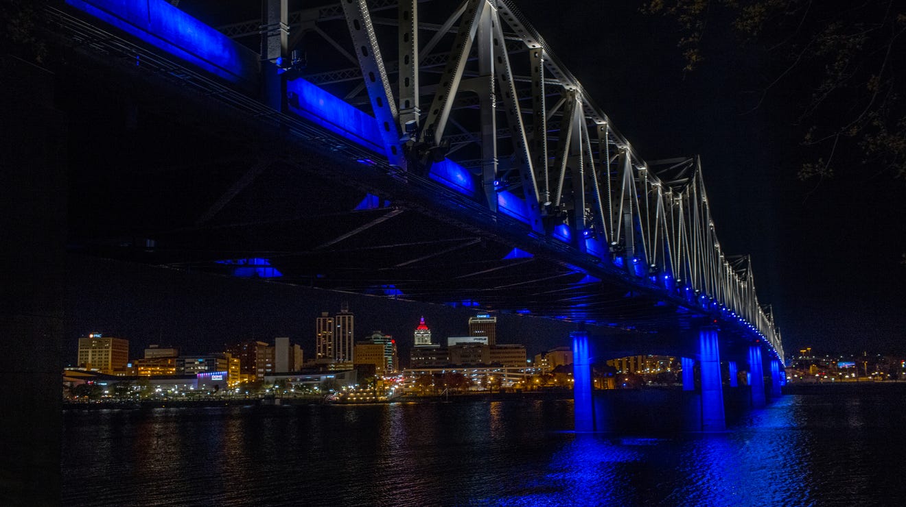 Murray Baker Bridge with Blue Lights
