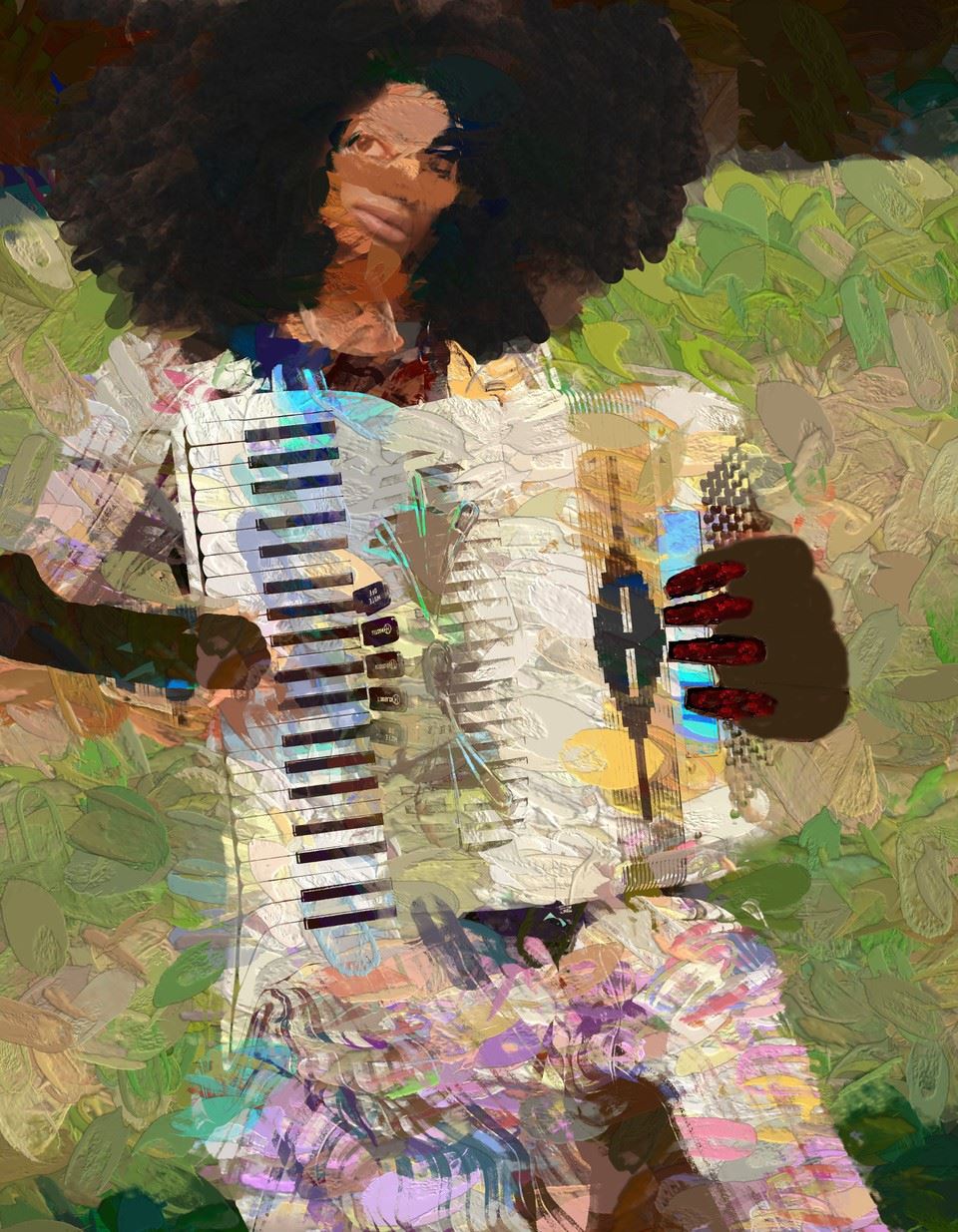 Digital Photo of Woman with Accordion