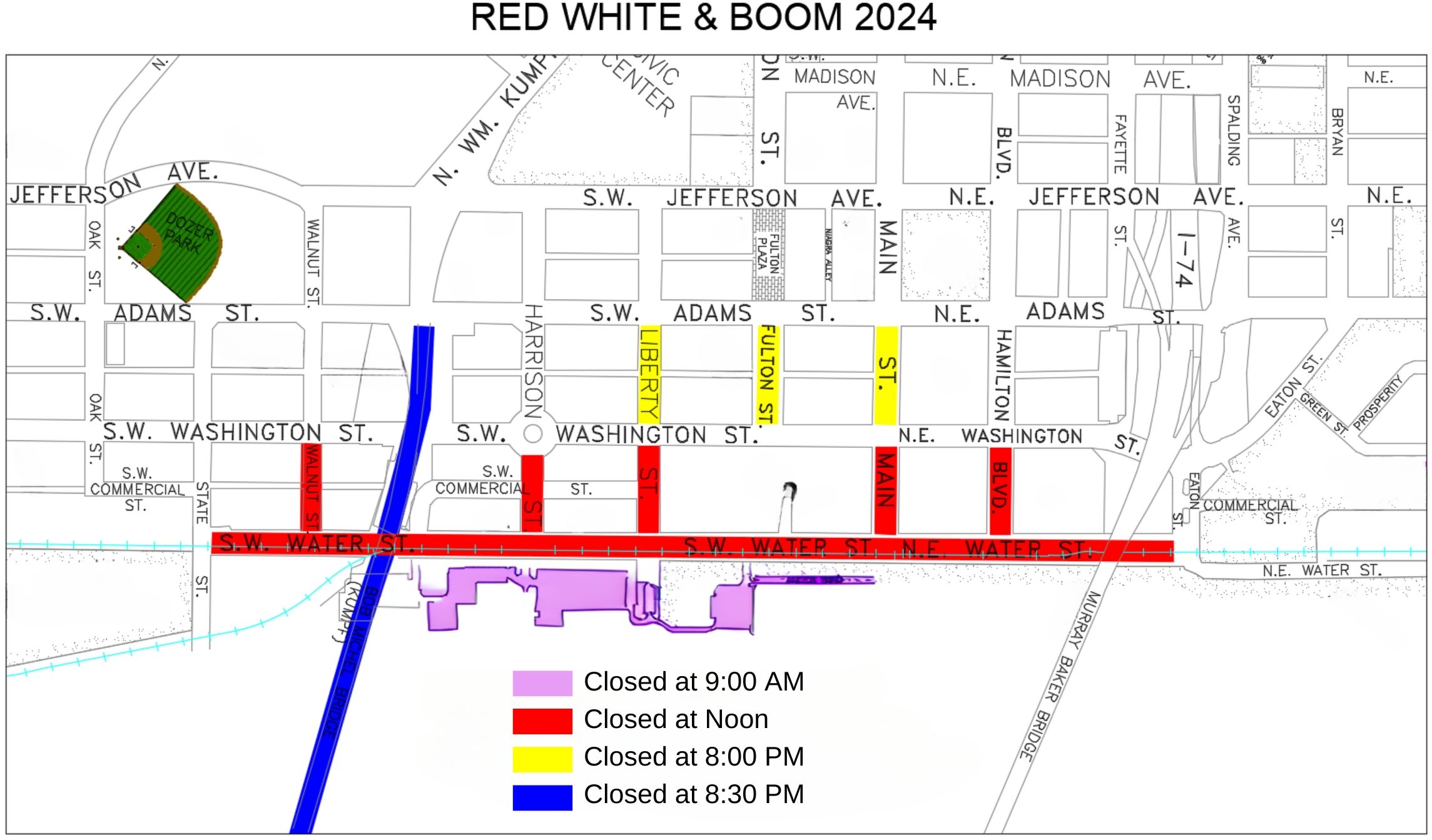 070224 Peoria Road Closures Red, White, and BOOM! Map