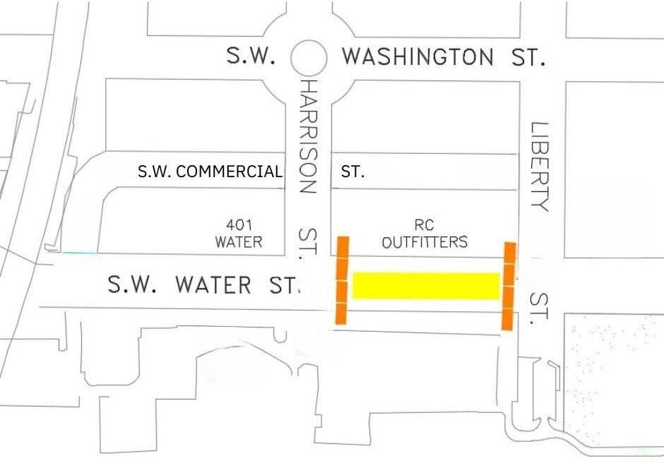 070824 Water Street Road Closure Map For RC Outfitters 10th Anniversary Sale
