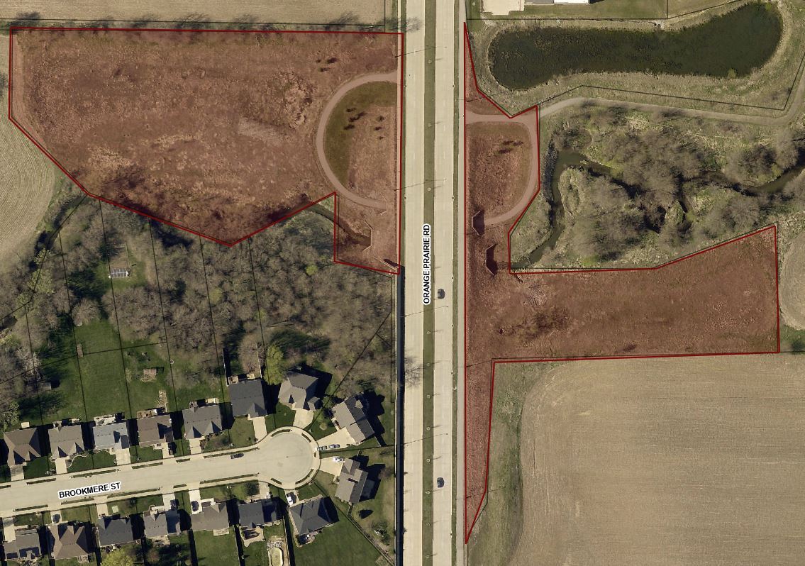Basins 2 and 3 are located on the east and west sides of Orange Prairie Road.