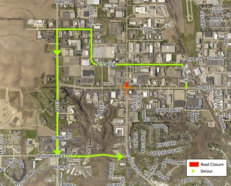 050925 University Street Closure at Pioneer Parkway Detour Route