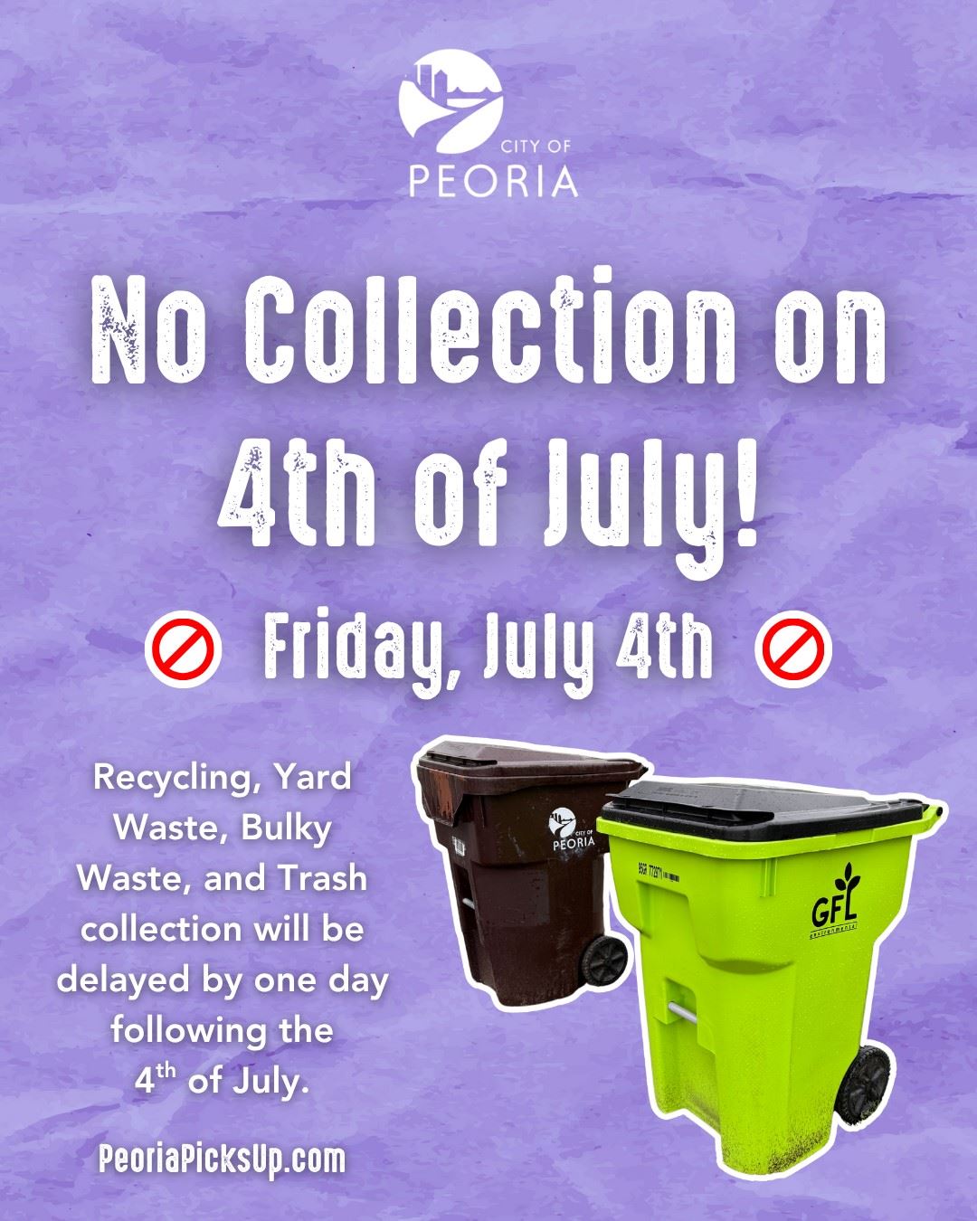 062725 Fourth of July GFL Schedule Change