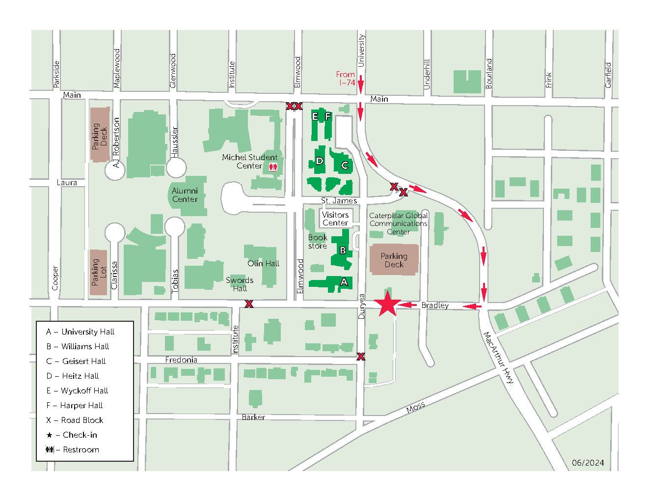 Bradley University Move-In Days Map