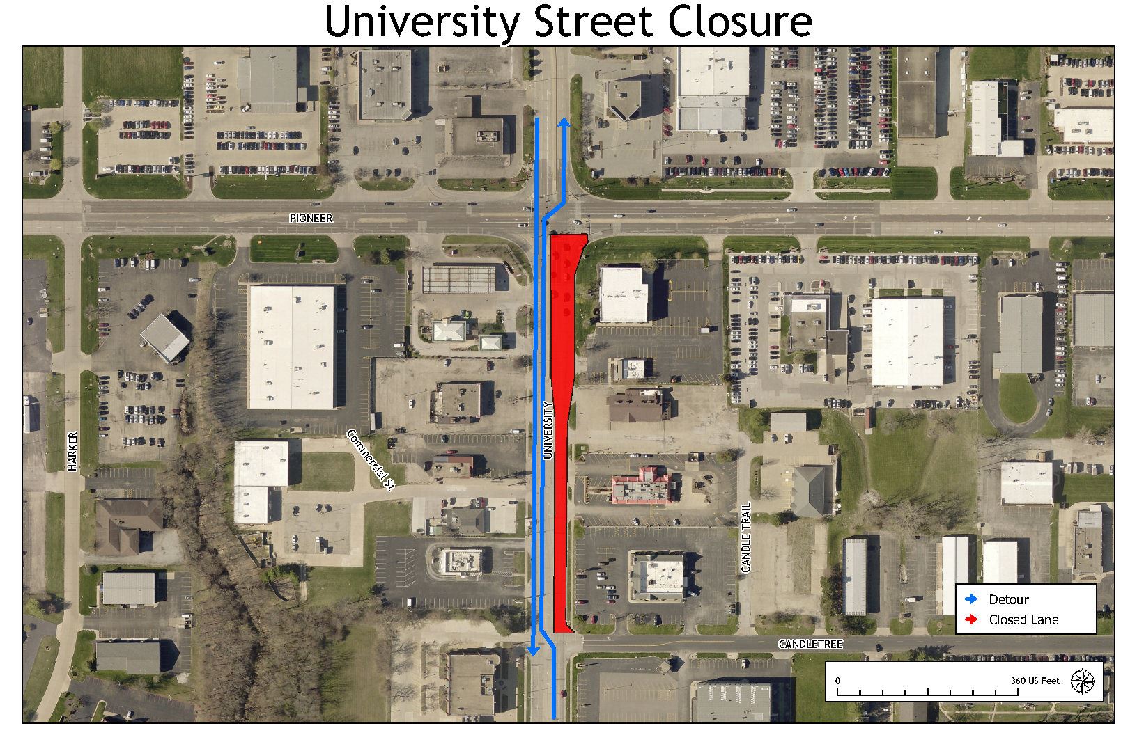 090325 University Street Traffic Pattern Shift Map