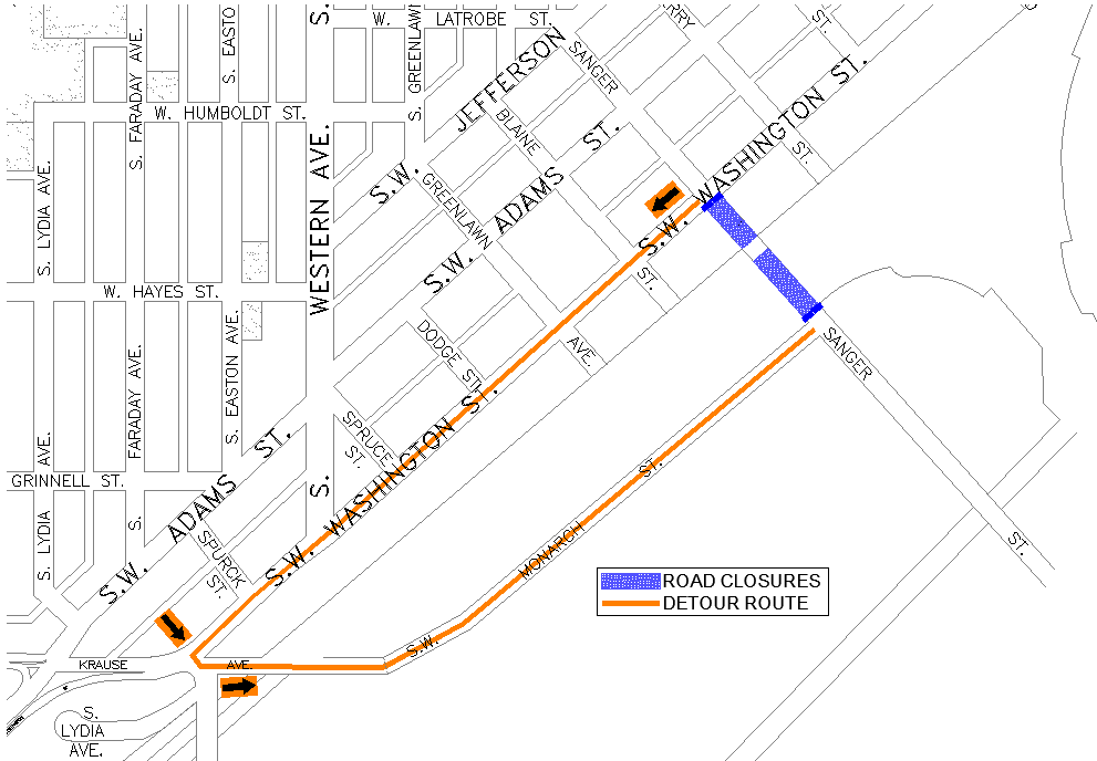 011626 Sanger Street Closure and Detour Map