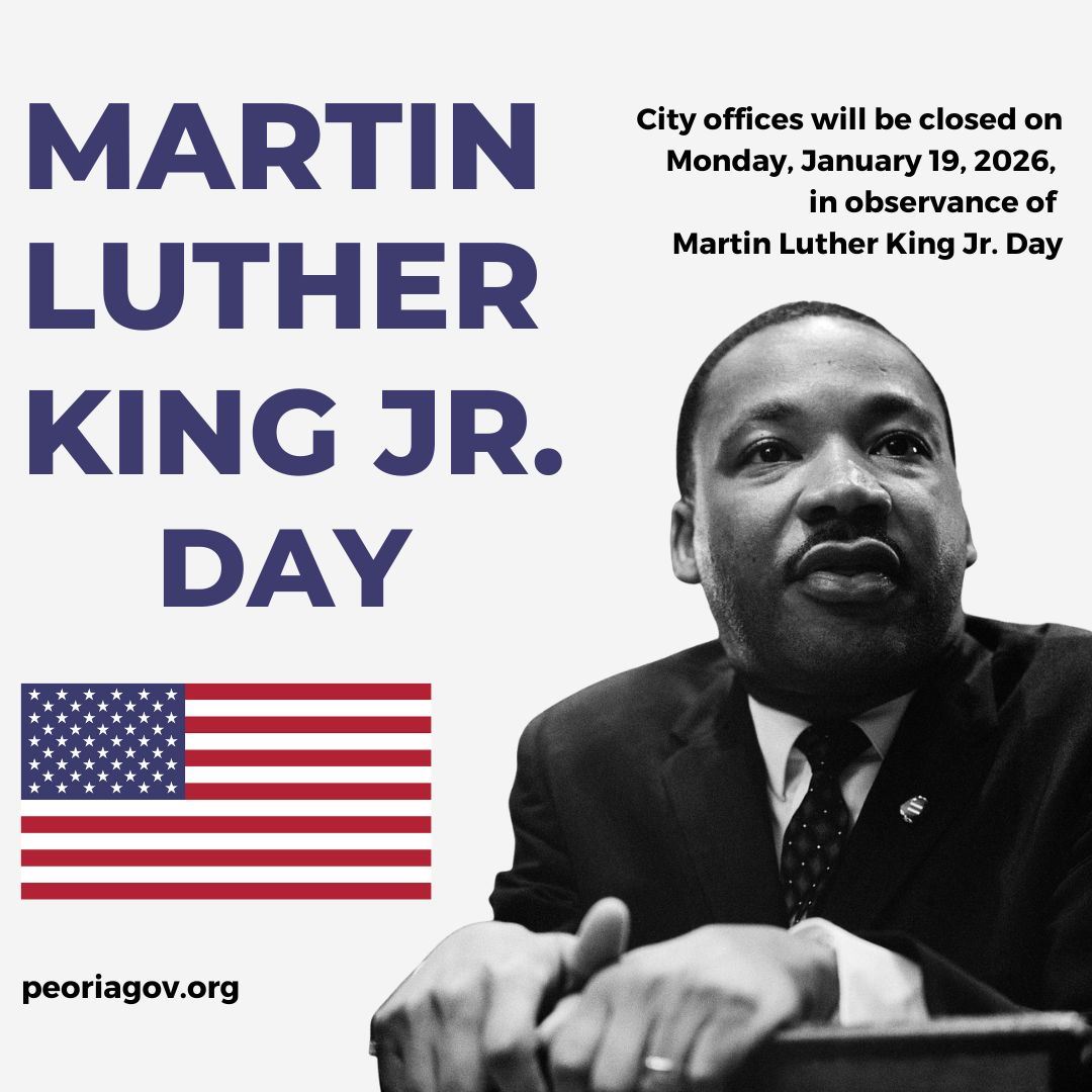 City offices will be closed on Martin Luther King Jr. Day on January 19, 2026.
