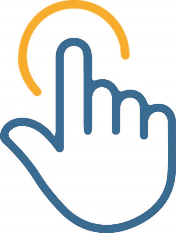 Graphic of finger pushing on a button 